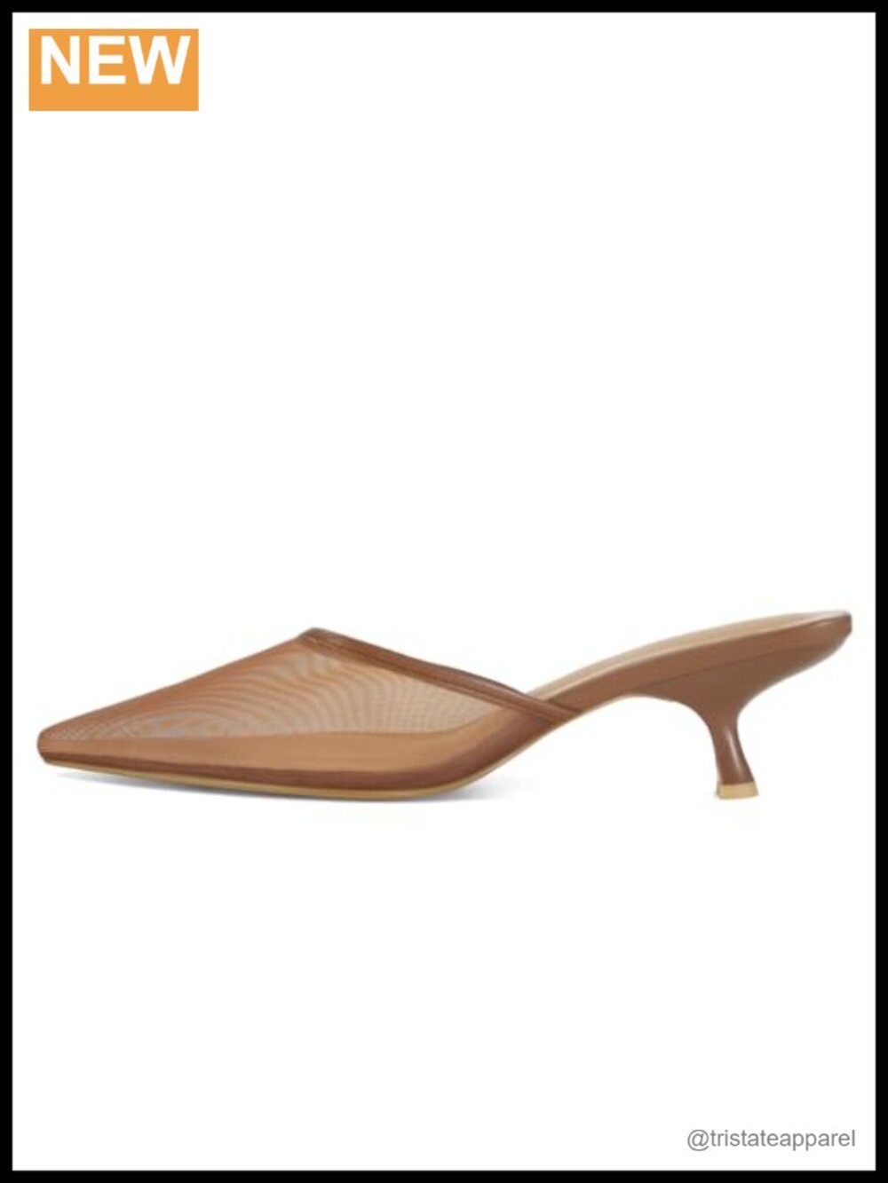Mesh Kitten Heel Mules Pointed Toe Slip-On Backless Pumps